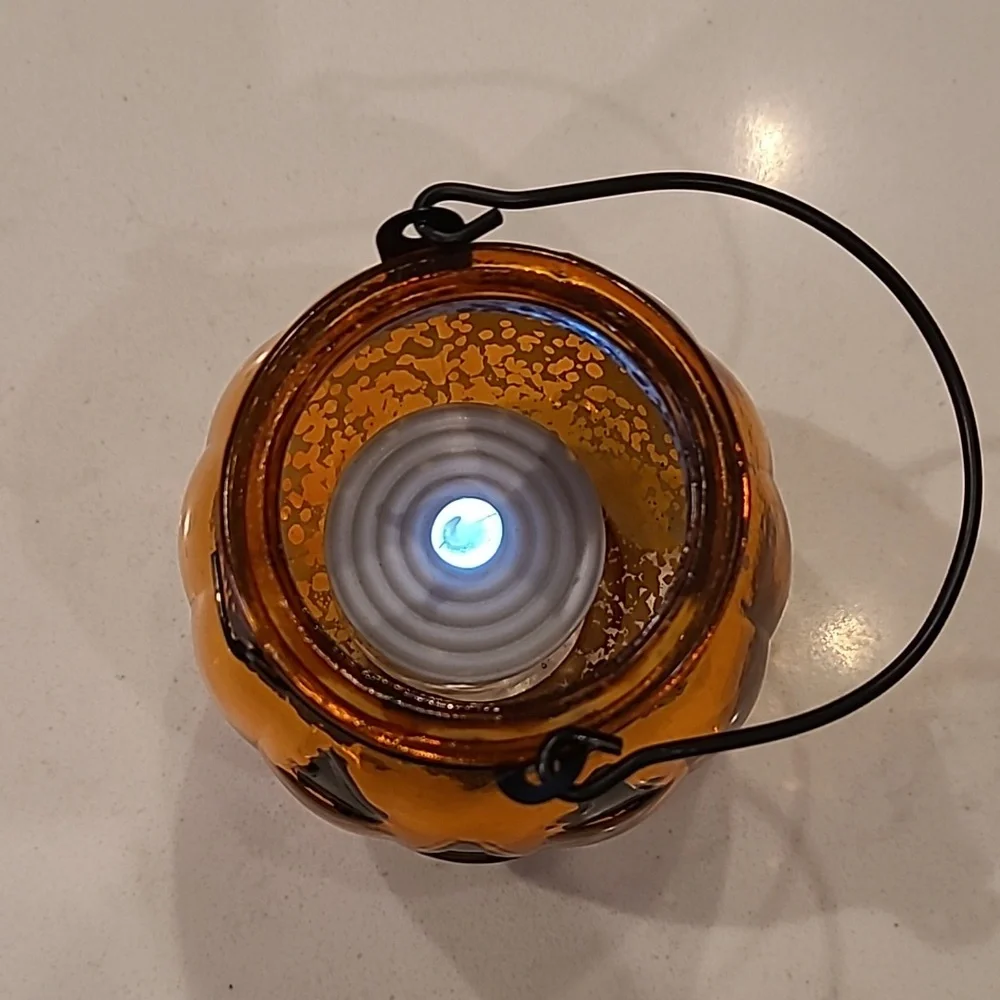 PIER ONE IMPORTS Amber Glass Pumpkin Lantern